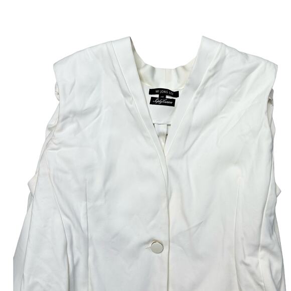 Mi Jong Lee Designer Off White Sleeveless Top With Attached Cape 10 - Picture 5 of 6